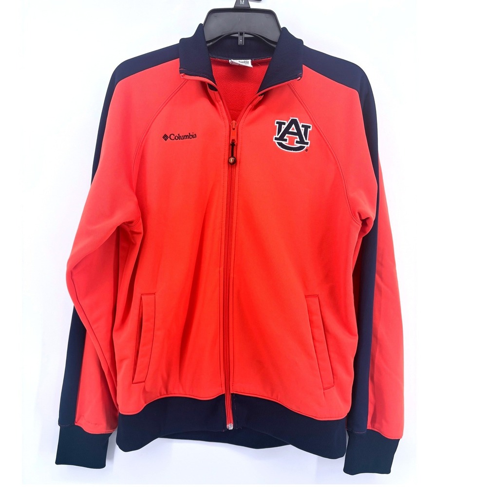 Columbia Auburn Tigers Mens Medium Orange Navy Full Zip Track Jacket XM6130